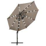 Vidaxl pływający parasol z słupem i oświetleniem LED 300 cm taupe