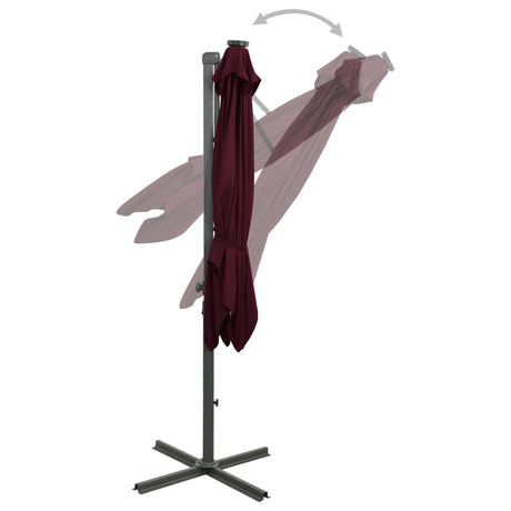 Vidaxl pływający parasol z oświetleniem bieguna i LED 300 cm Bordeaux Red