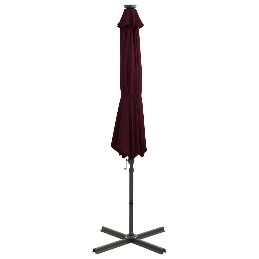 Vidaxl pływający parasol z oświetleniem bieguna i LED 300 cm Bordeaux Red