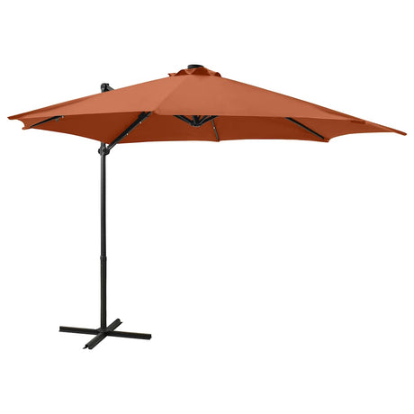 Vidaxl -schwimmendes Parasol mit Pol und LED -Beleuchtung 300 cm Terrakotta Farbe