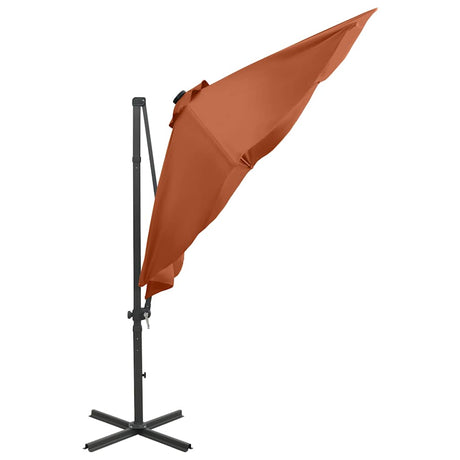 Vidaxl -schwimmendes Parasol mit Pol und LED -Beleuchtung 300 cm Terrakotta Farbe
