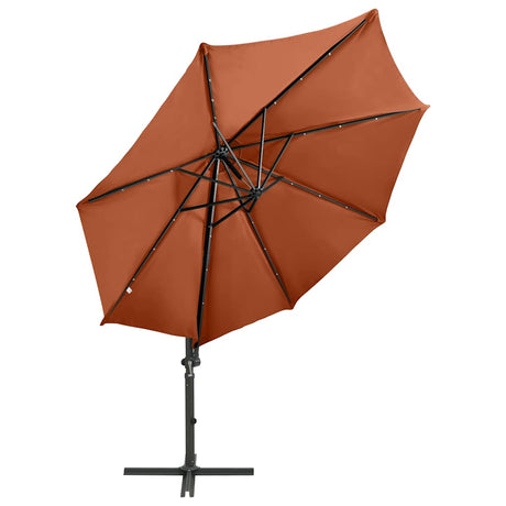 Vidaxl -schwimmendes Parasol mit Pol und LED -Beleuchtung 300 cm Terrakotta Farbe