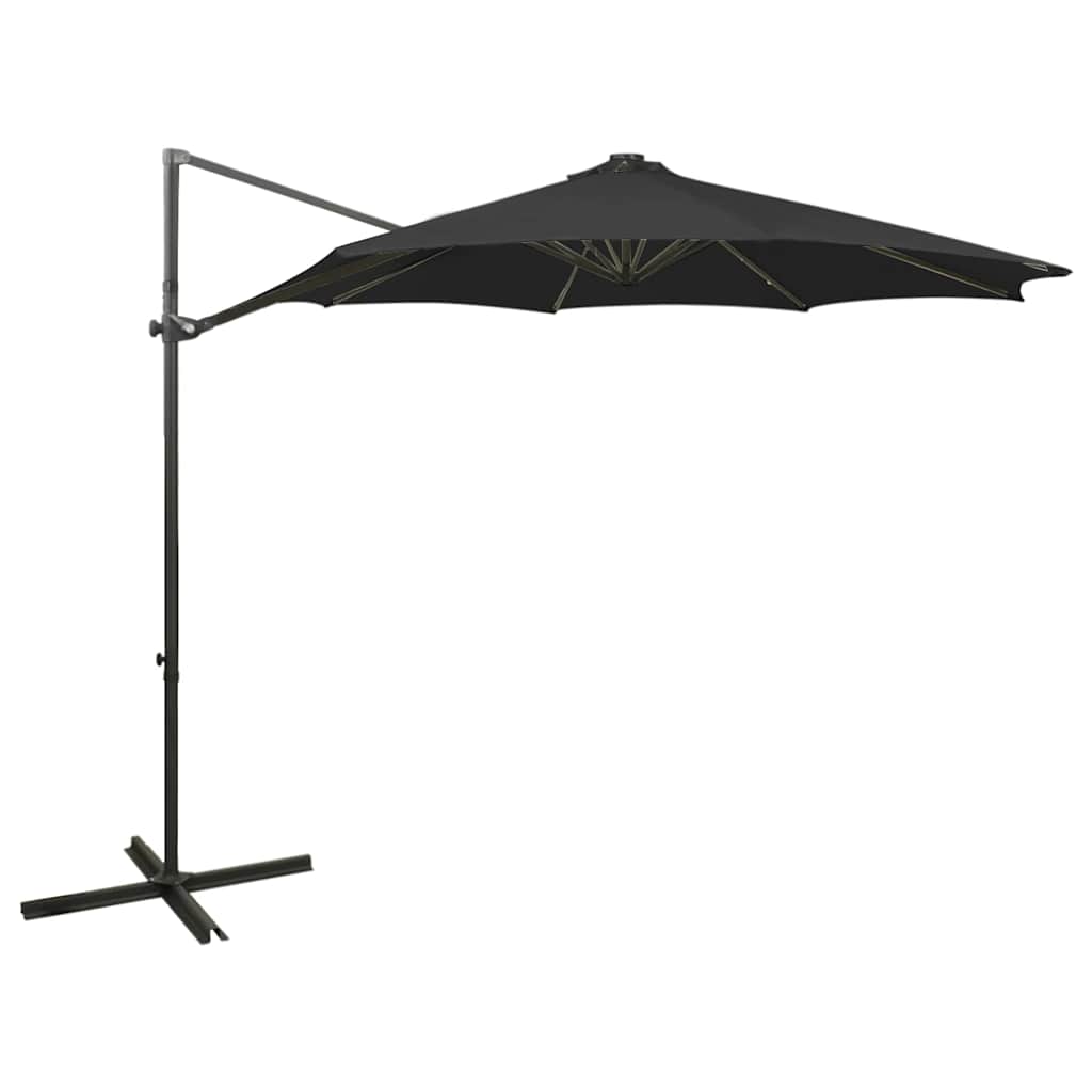 Vidaxl schwimmend Parasol mit Pol und LED -Beleuchtung 300 cm schwarz