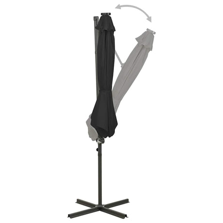 Vidaxl schwimmend Parasol mit Pol und LED -Beleuchtung 300 cm schwarz