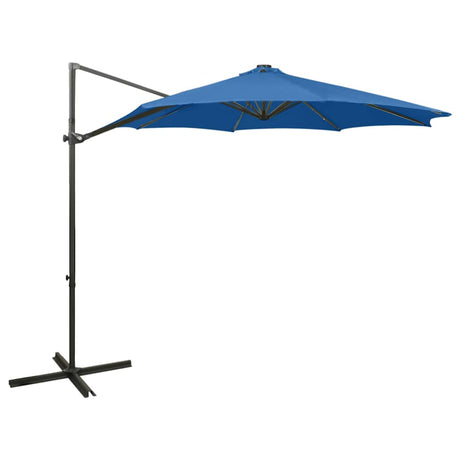 Vidaxl schwimmend Parasol mit Pol und LED -Beleuchtung 300 cm Azurblau