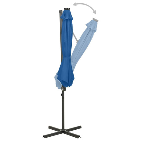 Vidaxl schwimmend Parasol mit Pol und LED -Beleuchtung 300 cm Azurblau