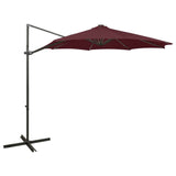 Vidaxl pływający parasol z oświetleniem bieguna i LED 300 cm Bordeaux Red