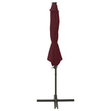 Vidaxl schwimmend Parasol mit Pol und LED -Beleuchtung 300 cm Bordeaux Rot