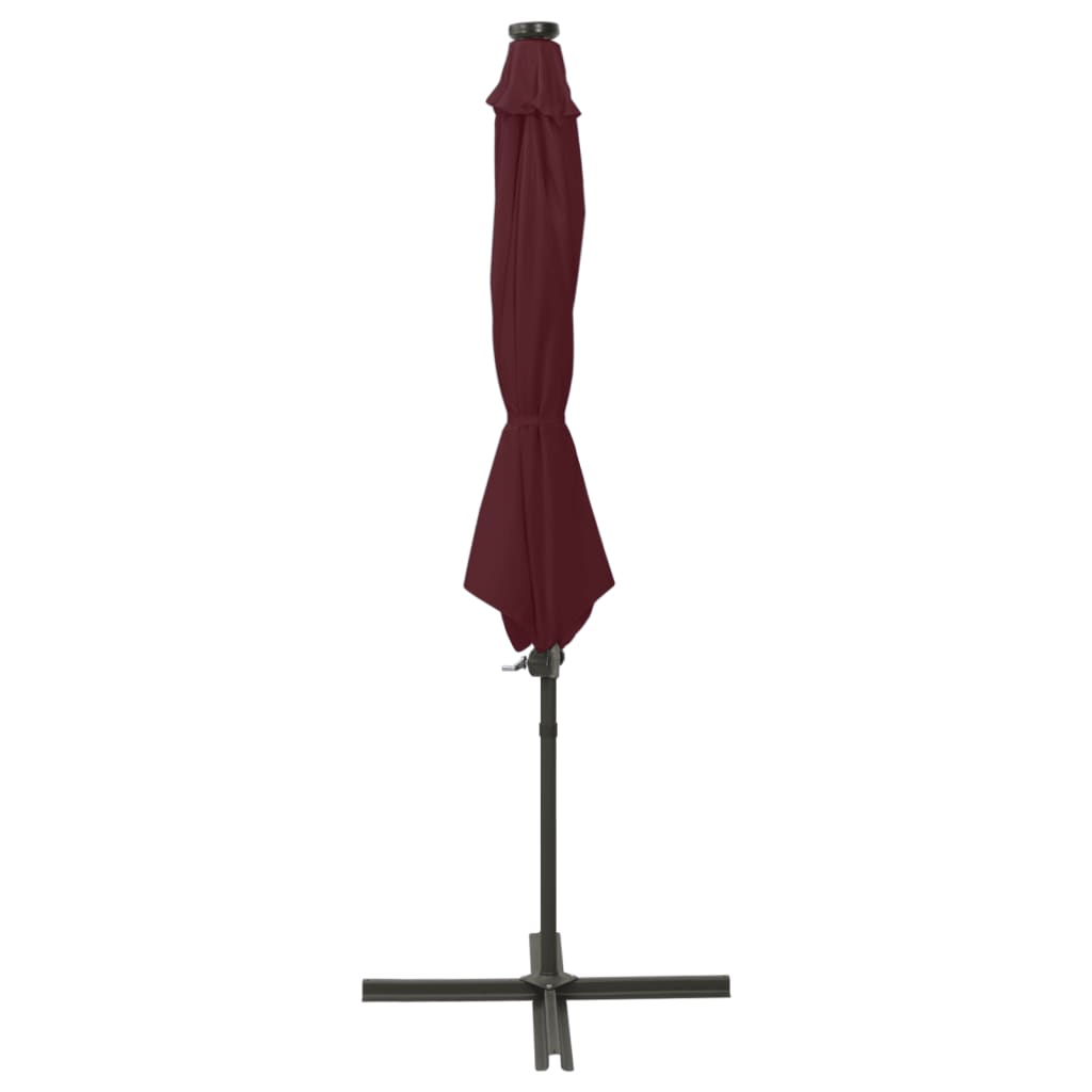 Vidaxl pływający parasol z oświetleniem bieguna i LED 300 cm Bordeaux Red