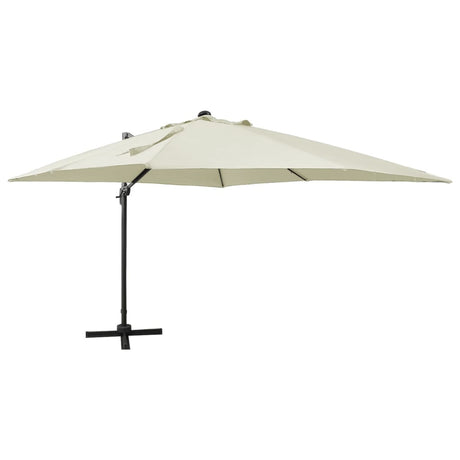 Vidaxl-schwimmendes Parasol mit Stangen und LED-Beleuchtung 300 cm sandfarben