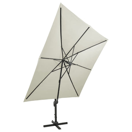 Vidaxl-schwimmendes Parasol mit Stangen und LED-Beleuchtung 300 cm sandfarben