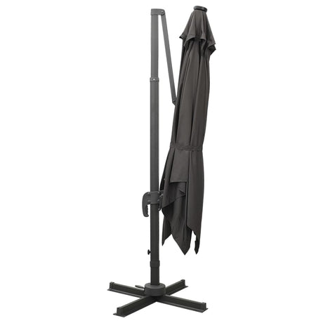 Vidaxl schwimmend Parasol mit Pol und LED -Beleuchtung 300 cm Anthrazitfarbe