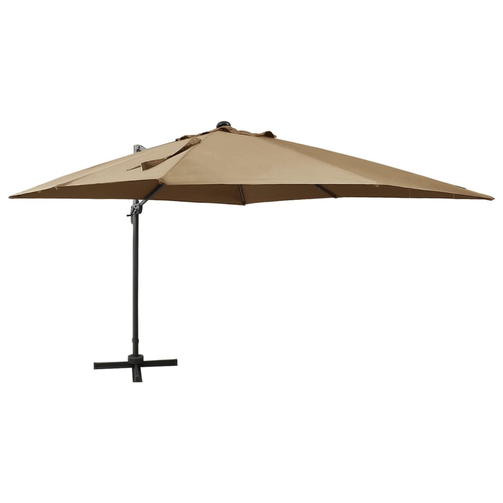 Vidaxl pływający parasol z słupem i oświetleniem LED 300 cm taupe