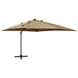 Vidaxl pływający parasol z słupem i oświetleniem LED 300 cm taupe