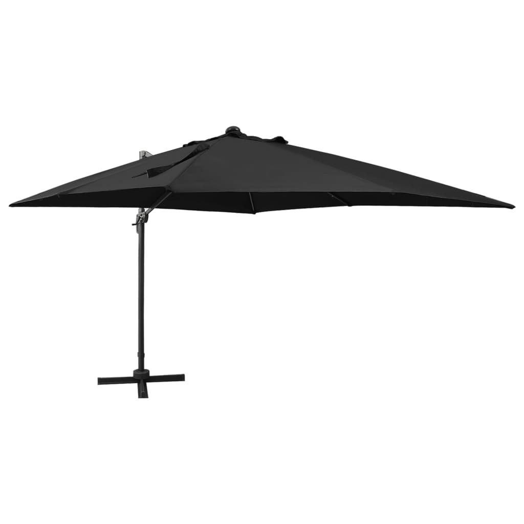 Vidaxl pływający parasol z oświetleniem słupa i LED 300 cm czarny