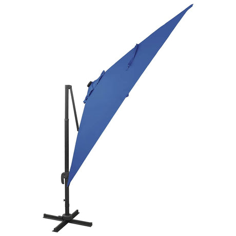 Vidaxl schwimmend Parasol mit Pol und LED -Beleuchtung 300 cm Azurblau