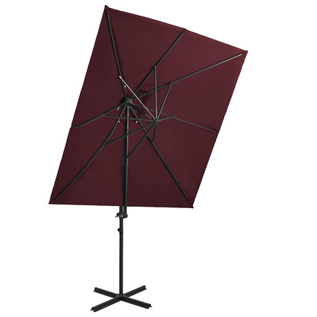 Vidaxl -schwimmendes Parasol mit Doppeldach 250x250 cm Burgunderrot