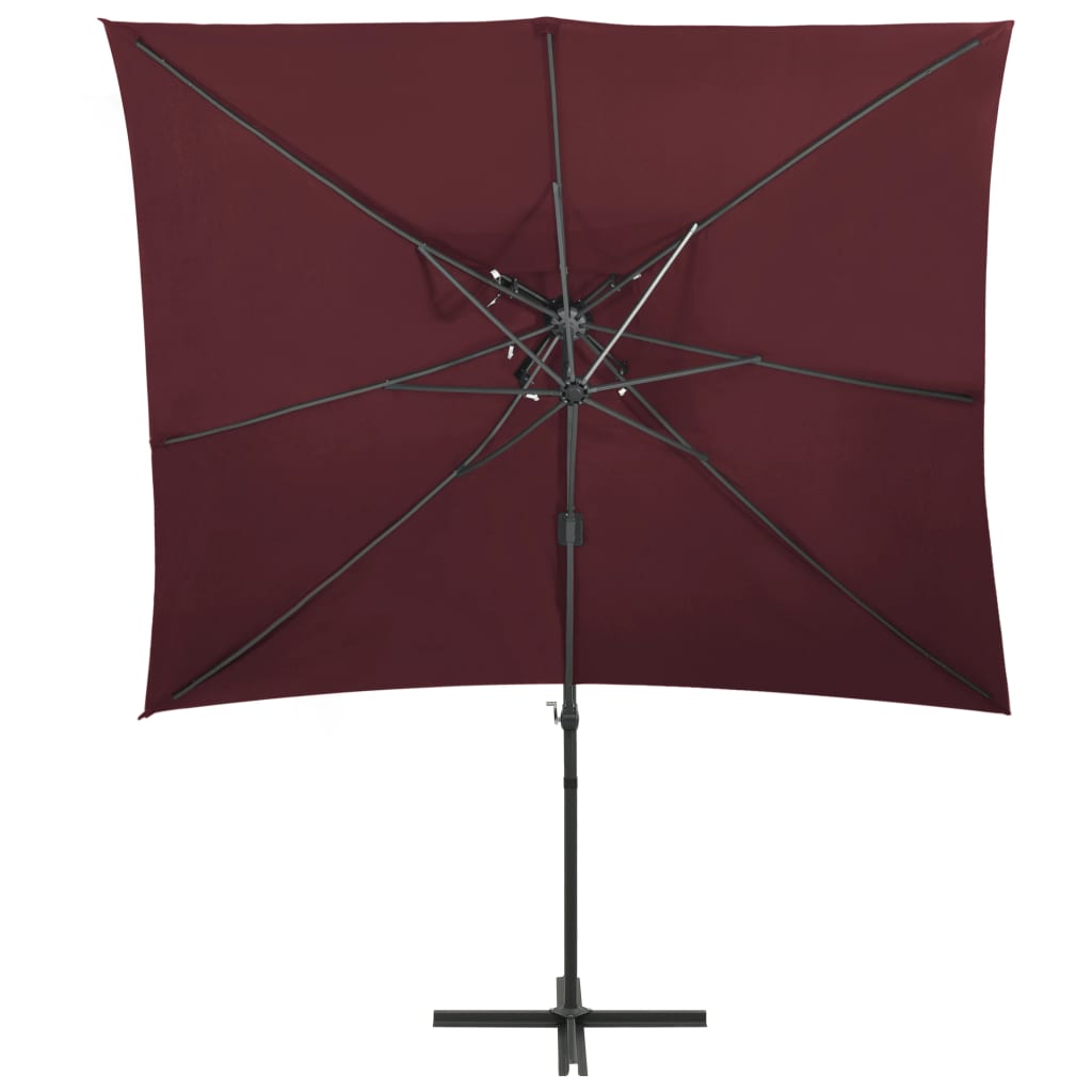 Vidaxl -schwimmendes Parasol mit Doppeldach 250x250 cm Burgunderrot