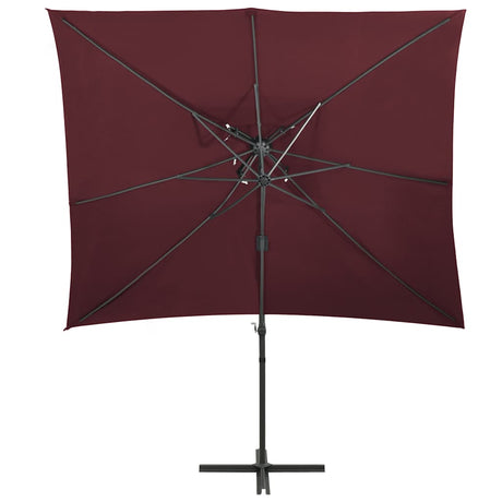 Vidaxl -schwimmendes Parasol mit Doppeldach 250x250 cm Burgunderrot