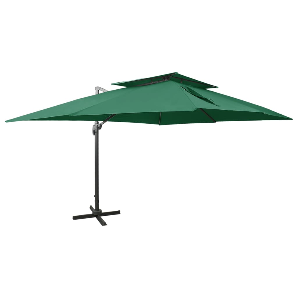 Vidaxl flytende parasol med dobbelttak 400x300 cm grønn