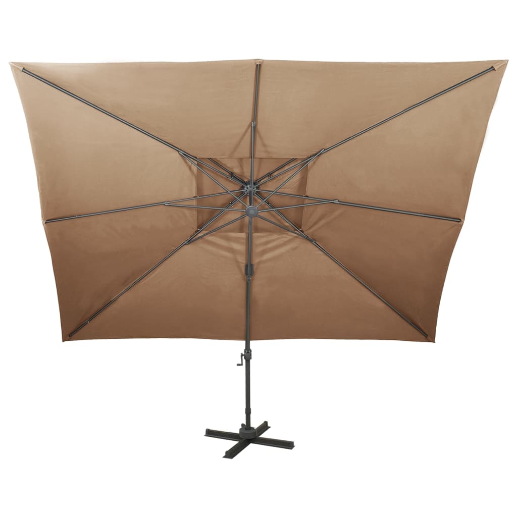 Vidaxl zweefparasol met dubbel dak 400x300 cm taupe