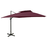 Vidaxl -schwimmendes Parasol mit Doppeldach 300x300 cm Burgunderrot