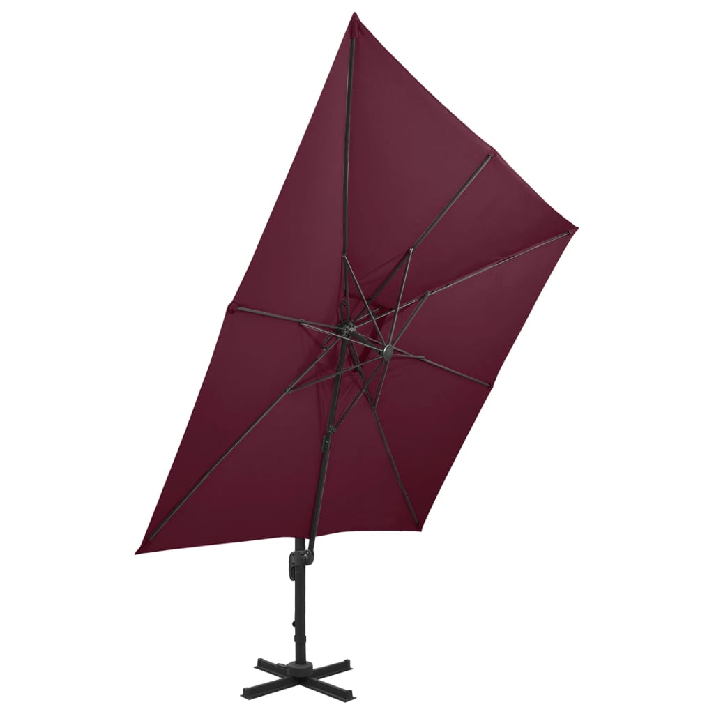 Vidaxl flytende parasol med dobbelttak 300x300 cm burgunder rød