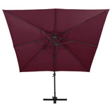 Vidaxl -schwimmendes Parasol mit Doppeldach 300x300 cm Burgunderrot