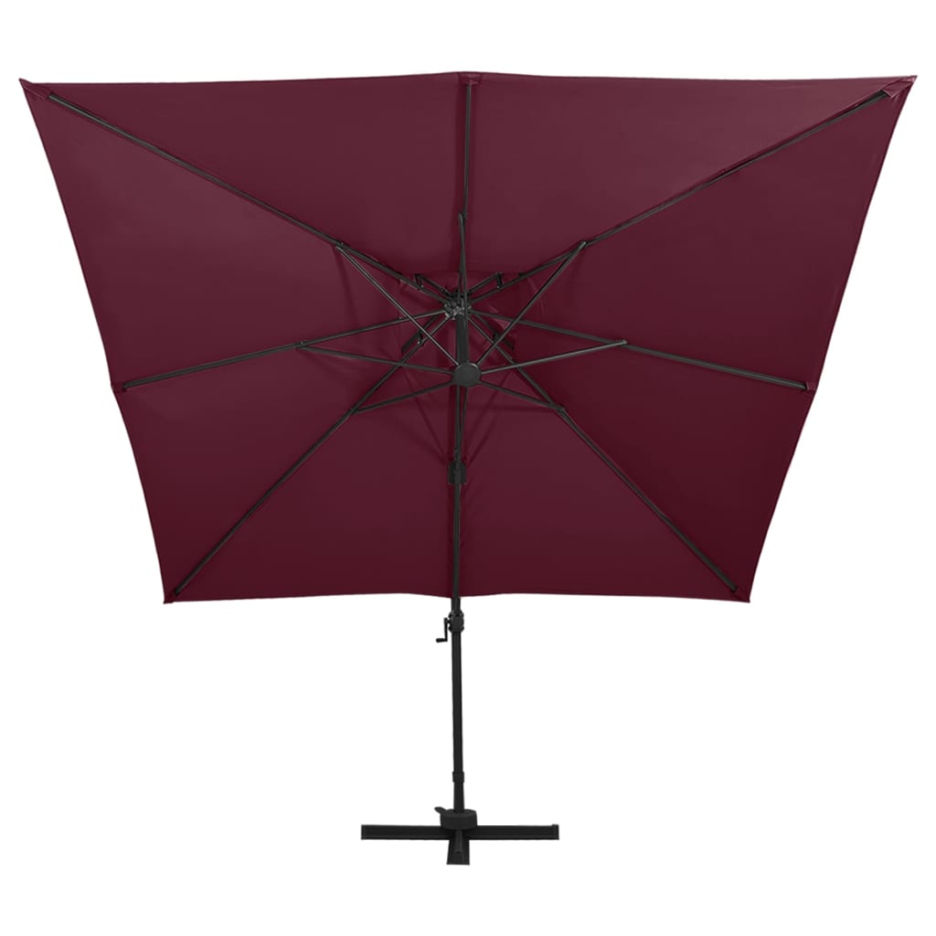 Vidaxl flytende parasol med dobbelttak 300x300 cm burgunder rød