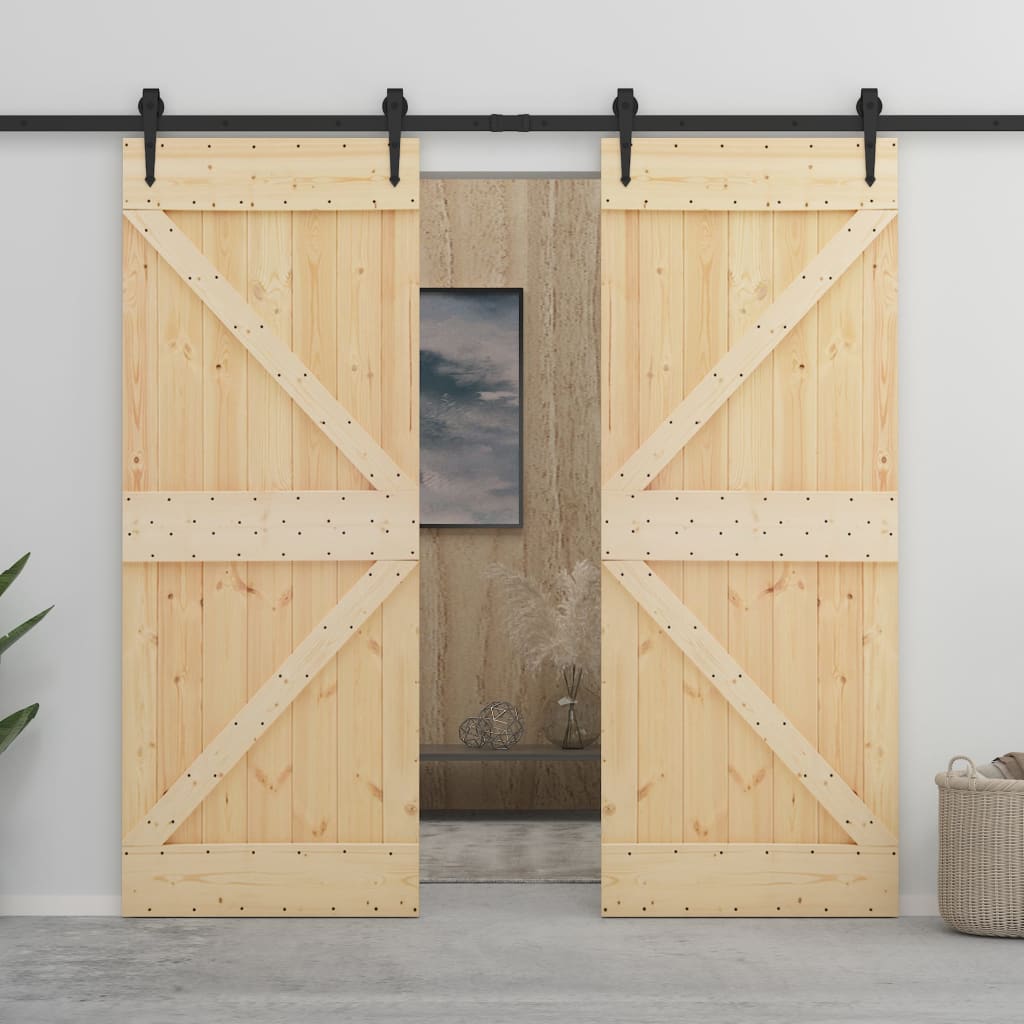 Puerta corredera de Vidaxl con masa 80x210 cm de pino sólido