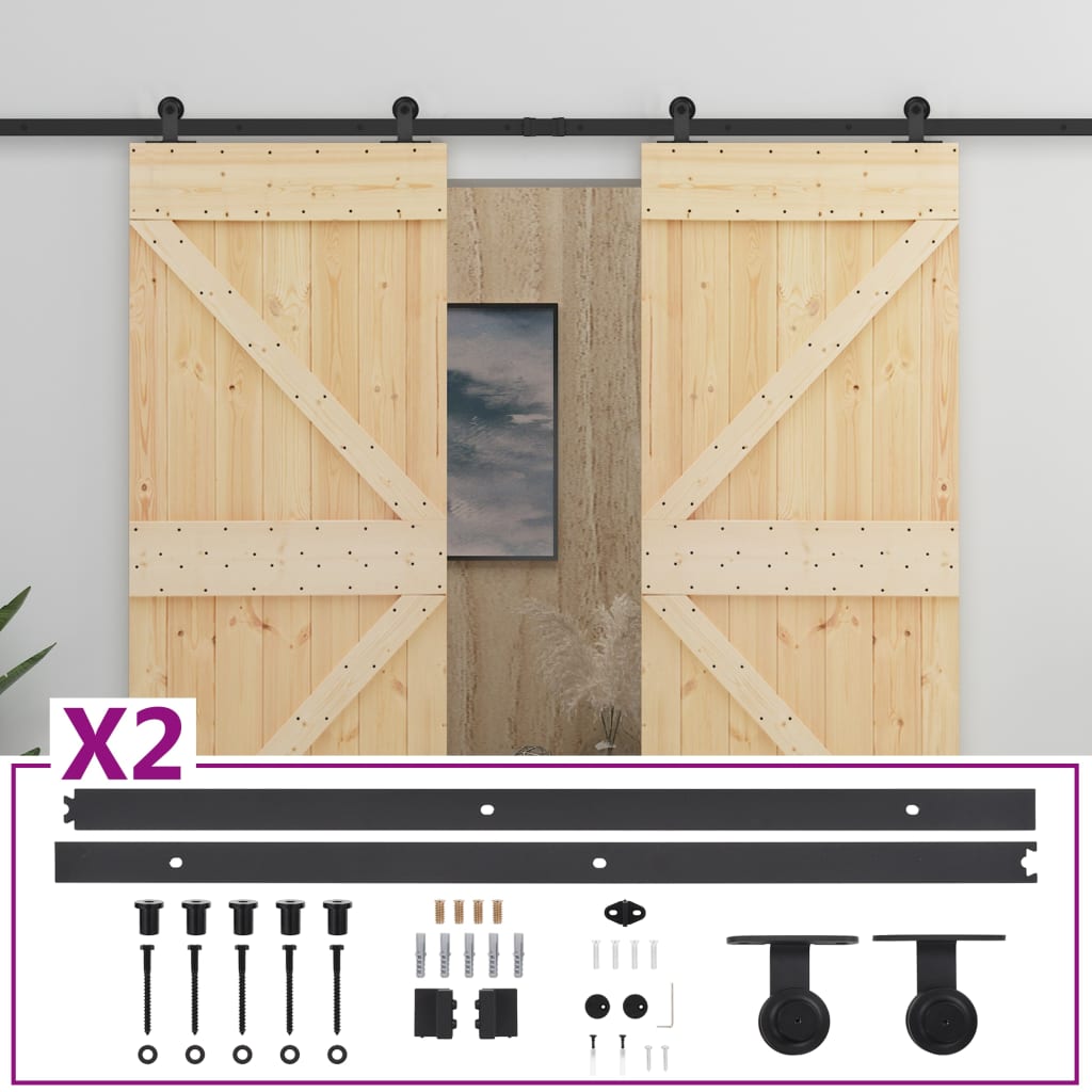 VidaXL sliding door with batter 80x210 cm Solid pine