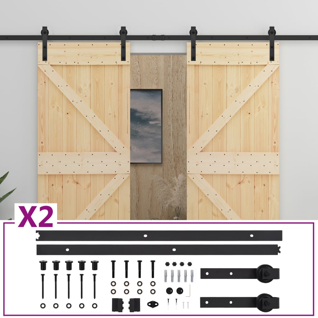 VidaXL sliding door with batter 80x210 cm Solid pine