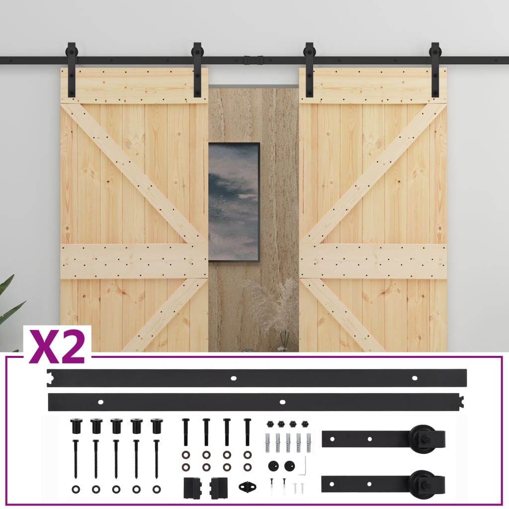 VidaXL sliding door with batter 80x210 cm Solid pine