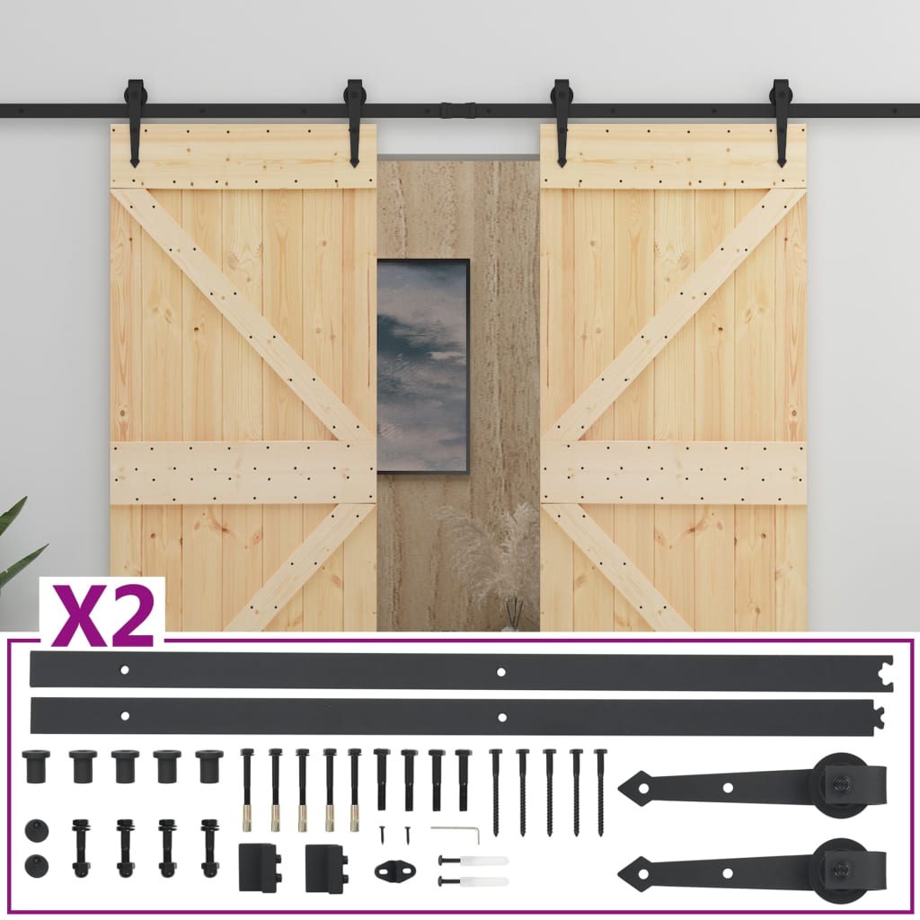 Puerta corredera de Vidaxl con masa de 90x210 cm de pino sólido