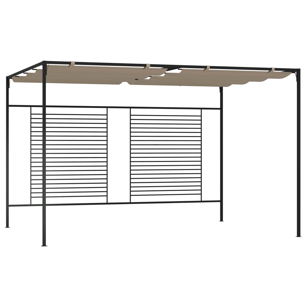 Arbor de Vidaxl con techo extensible 180 g m² 3x4x2.3 m taupe