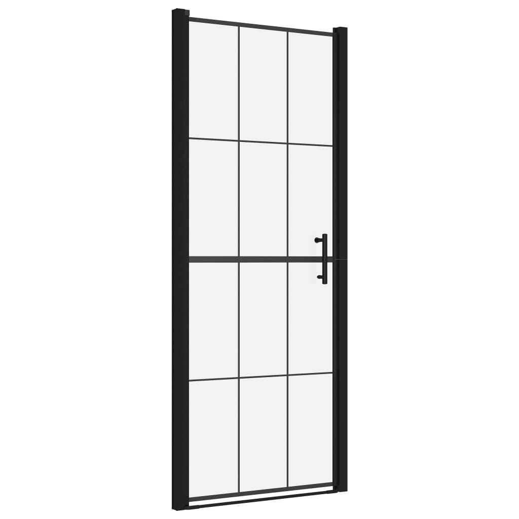 Vidaxl dusjdør 91x195 cm herdet glass svart