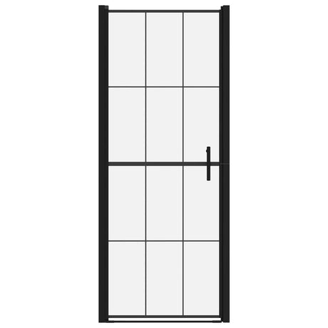 VIDAXL -Duschtür 91x195 cm gehärtetes Glas schwarz