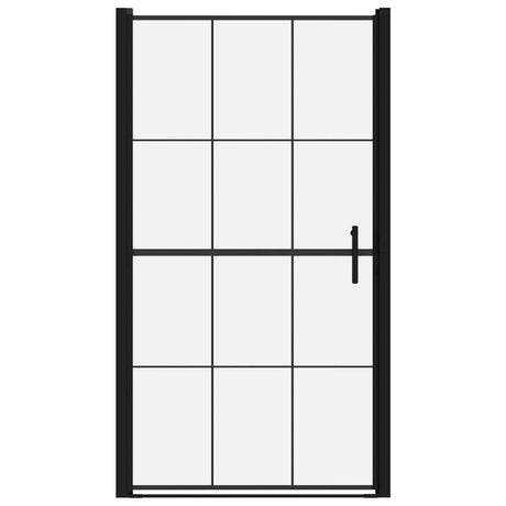 VIDAXL Duschtür 100x178 cm gehärtetes Glas schwarz