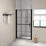 VIDAXL Duschtür 100x178 cm gehärtetes Glas schwarz