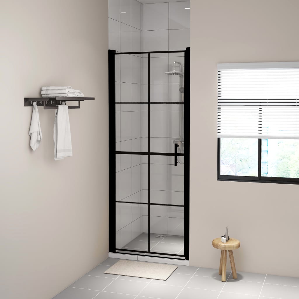 Vidaxl shower door 91x195 cm hardened glass black