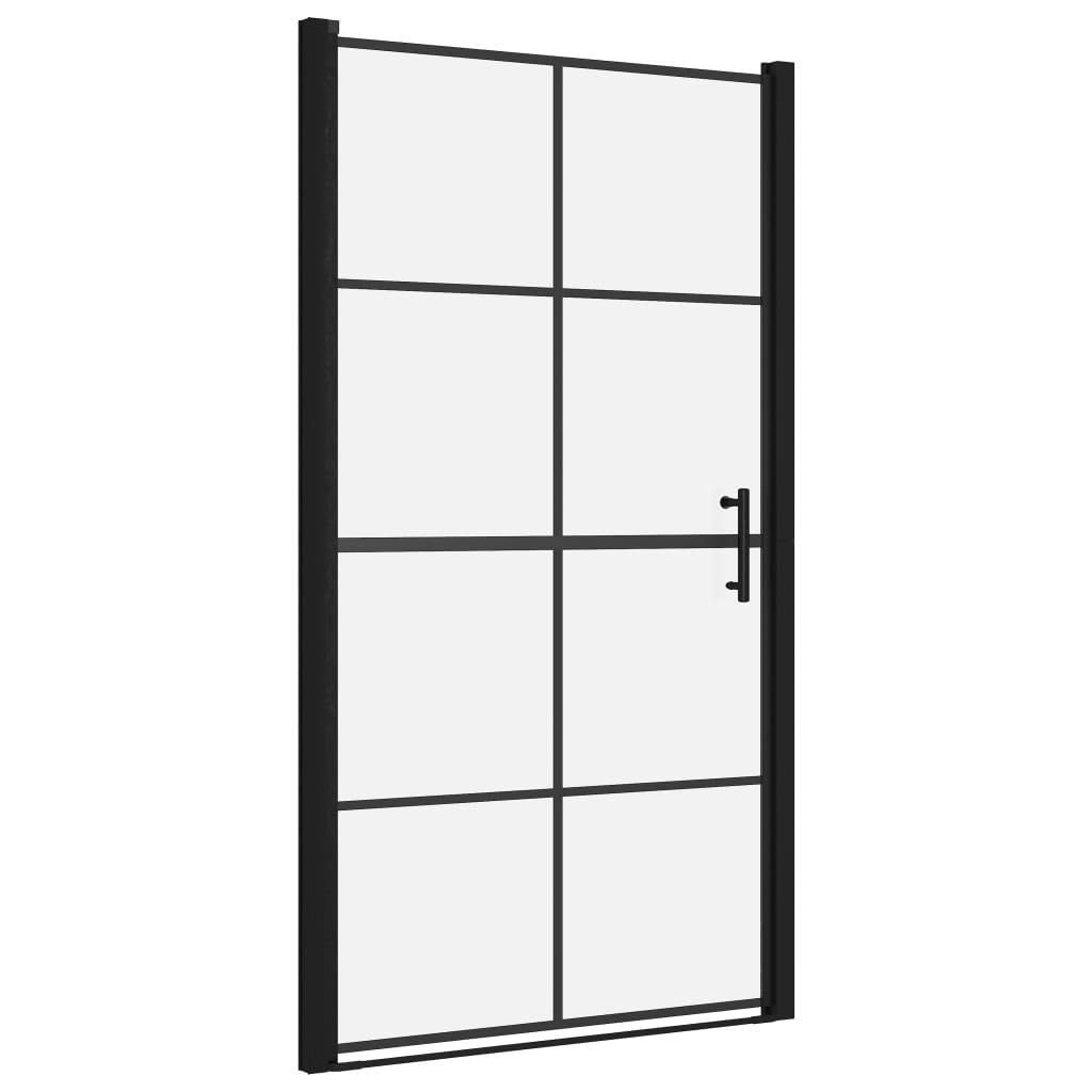 VIDAXL Duschtür 100x178 cm gehärtetes Glas schwarz