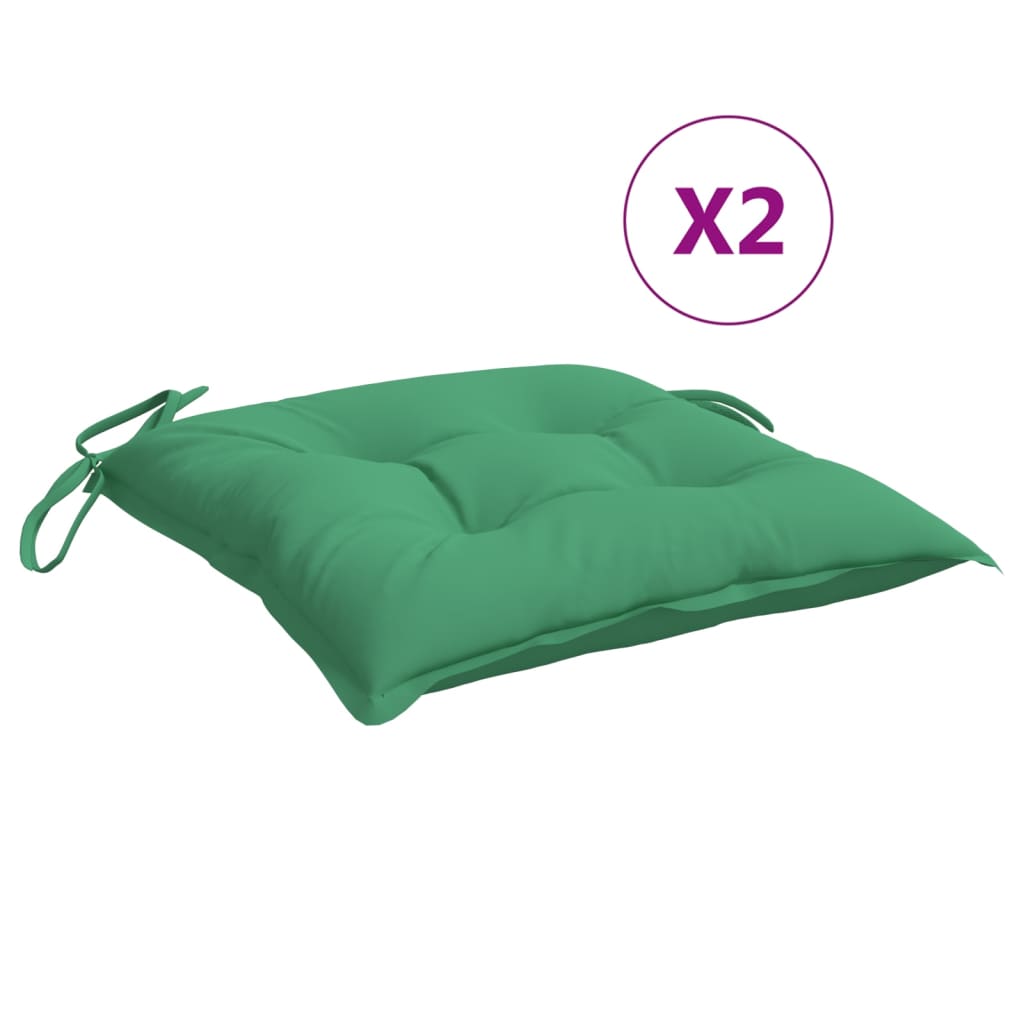 Coussins de chaise Vidaxl 2 ST 50x50x7 cm Oxford tissu vert