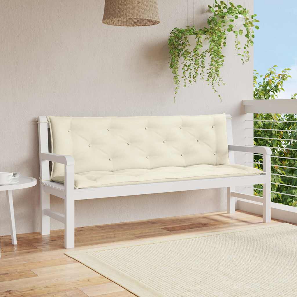Vidaxl Garden Bench Kissen 150x (50+50) x7 cm Oxford Stoff Crèmewit