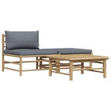 Vidaxl 3-delige loungeset met donkergrijze kussens bamboe