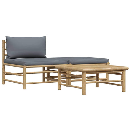 Vidaxl 3-delige loungeset met donkergrijze kussens bamboe