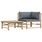 Vidaxl 2-delige loungeset met donkergrijze kussens bamboe