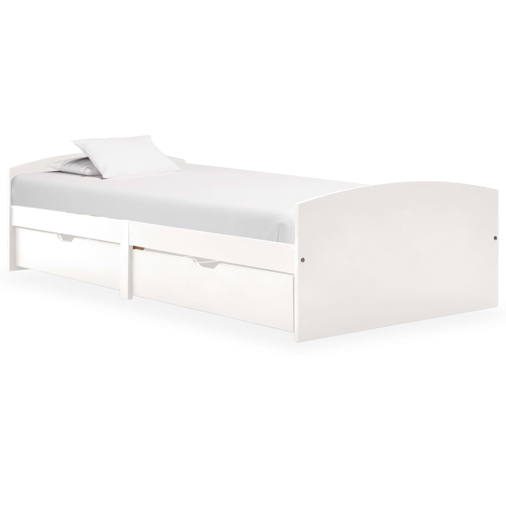 Vidaxl bedframe met 2 lades massief grenenhout wit 90x200 cm