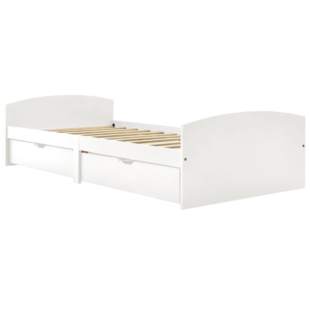 Vidaxl bedframe met 2 lades massief grenenhout wit 90x200 cm