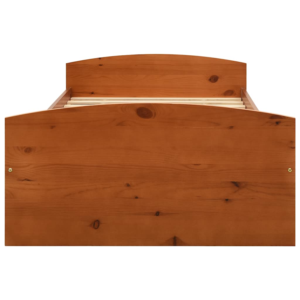 Vidaxl bedframe met 2 lades massief grenenhout honingbruin 90x200 cm