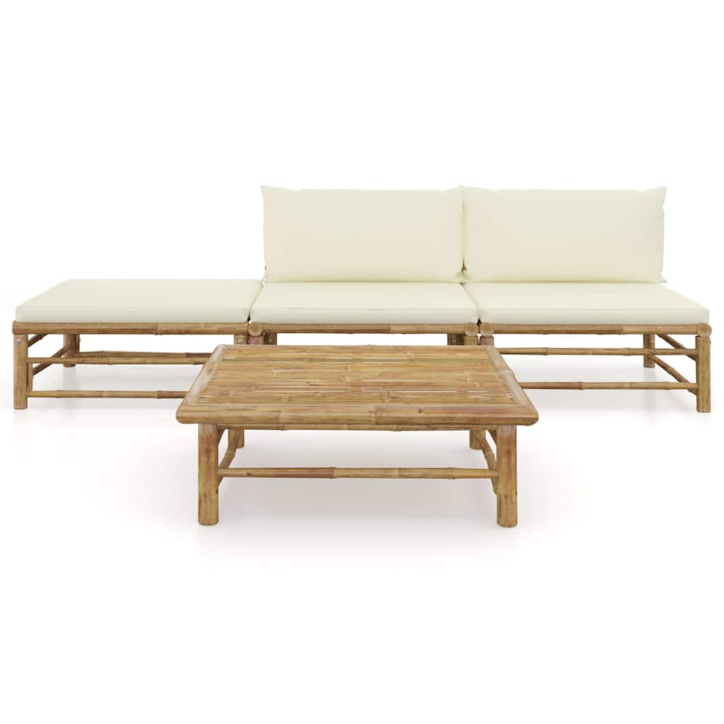 Vidaxl 4-delige loungeset met crèmewitte kussens bamboe